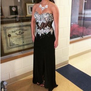 Strapless black prom dress